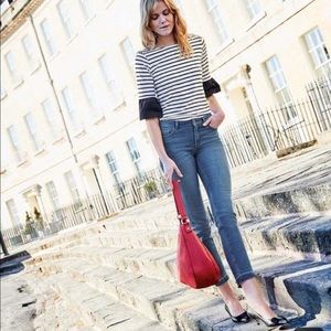 NWOT Boden Rae Striped Ruffle 3/4 sleeve tee 4